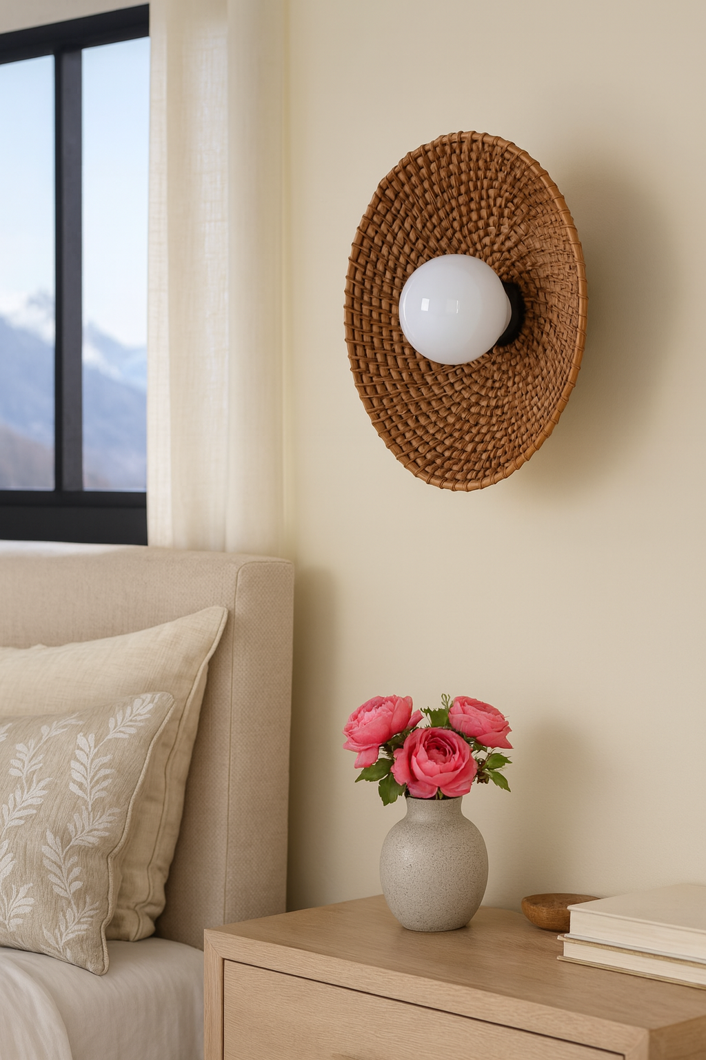Rattan Wall Lamp for Bathroom | Cane Wall Light - Sanya