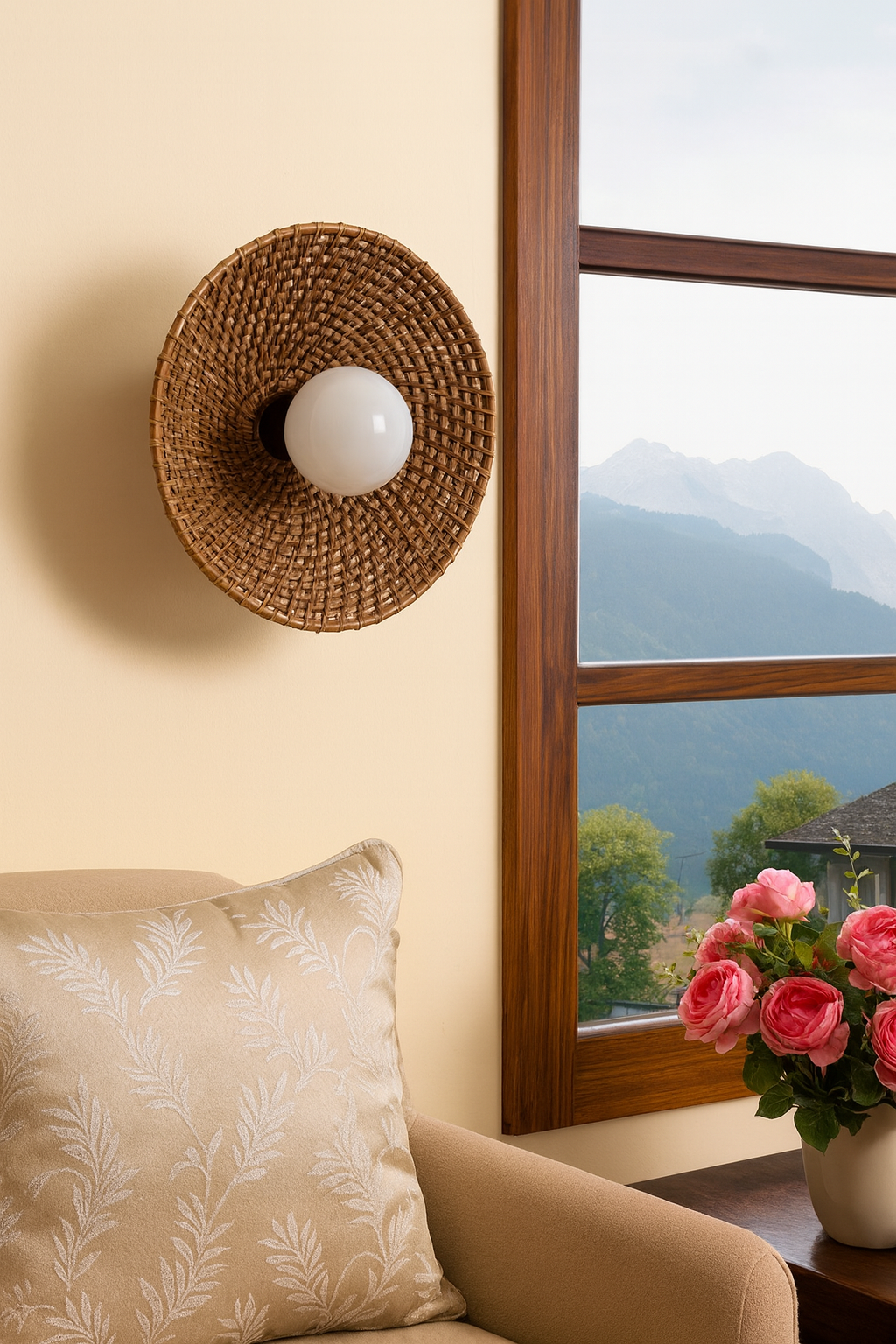 Rattan Wall Lamp for Bathroom | Cane Wall Light - Sanya