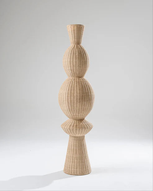 Handmade Form & Fiber Floor Lamp | Handwoven Rattan Wicker Floor Lamp | Eco-Chic Standing Light | Modern Boho Style for Living Space | Eco-Friendly Artisan Décor | Rustic Home Décor Lighting with Natural Finish | Dia(40*160 cm)