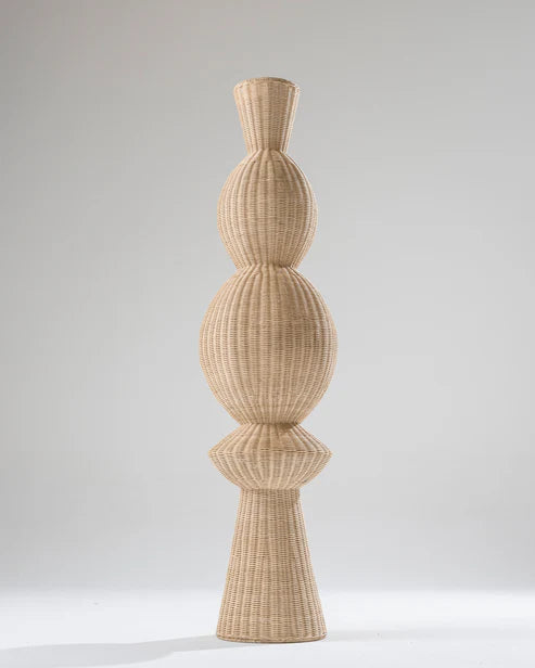 Handmade Form & Fiber Floor Lamp | Handwoven Rattan Wicker Floor Lamp | Eco-Chic Standing Light | Modern Boho Style for Living Space | Eco-Friendly Artisan Décor | Rustic Home Décor Lighting with Natural Finish | Dia(40*160 cm)