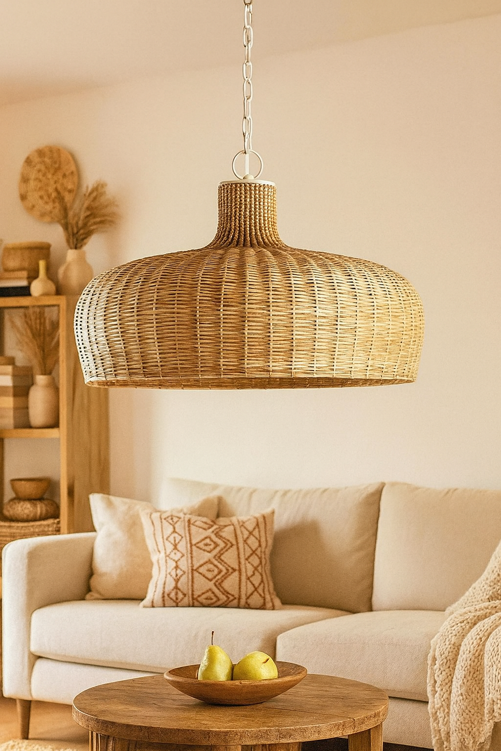 Bamboo Hanging Lamp for Living Room | Rattan Pendant Light - Taara