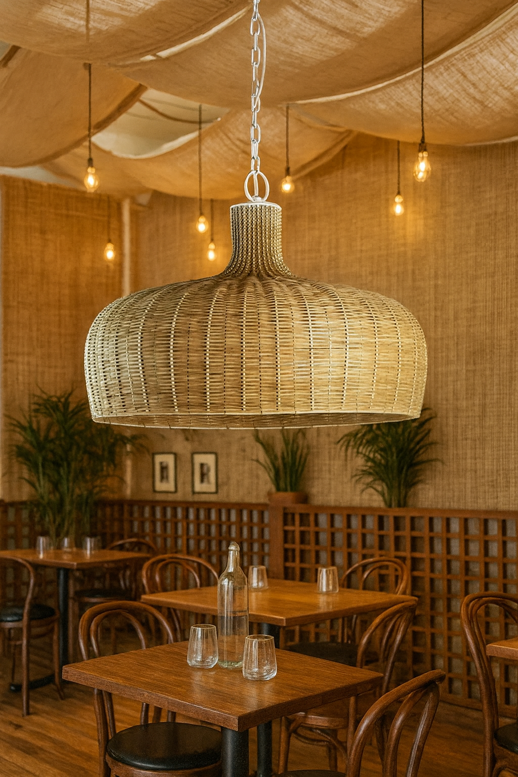 Bamboo Hanging Lamp for Living Room | Rattan Pendant Light - Taara