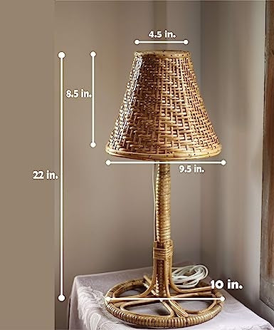 Bamboo & Cane Table Night Lamp with Shade