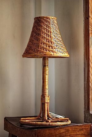 Bamboo & Cane Table Night Lamp with Shade