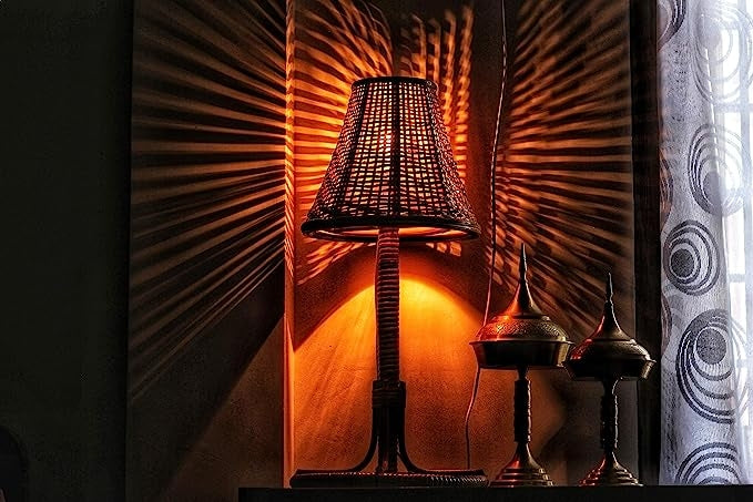 Bamboo & Cane Table Night Lamp with Shade