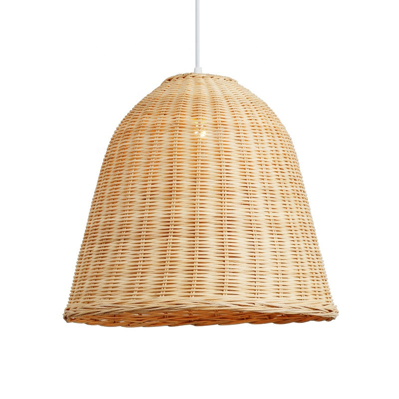 Golden Bell Handcrafted Rattan Lamp Shade – Stylish Cane Pendant Light – Perfect for Bohemian and Contemporary Home Décor