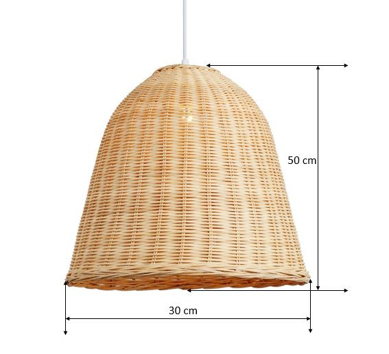 Golden Bell Handcrafted Rattan Lamp Shade – Stylish Cane Pendant Light – Perfect for Bohemian and Contemporary Home Décor