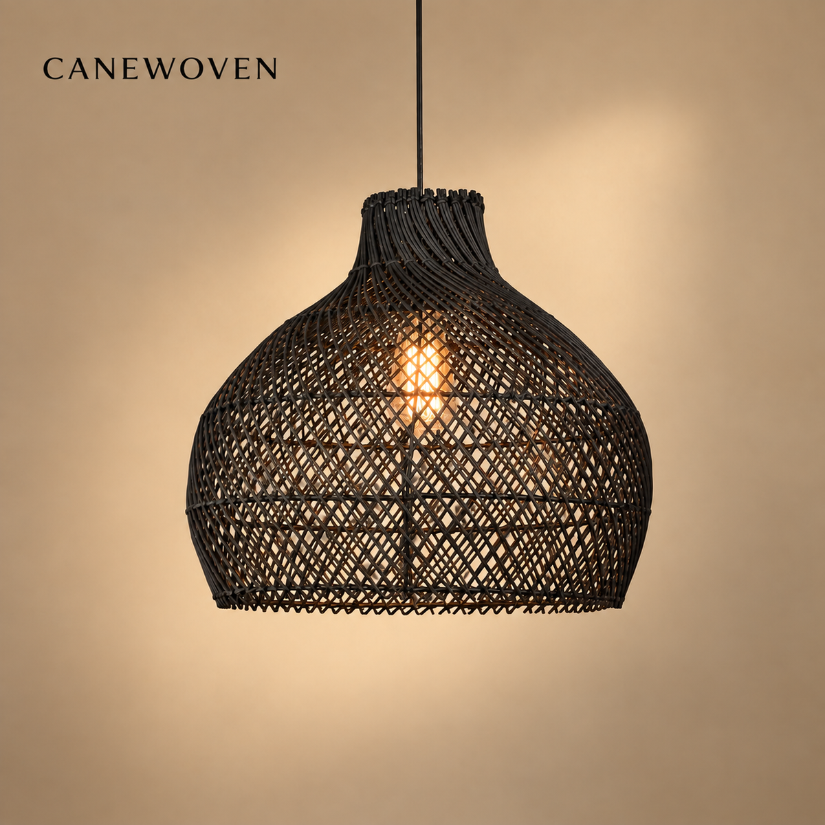 Bowl Rattan Hanging Lamp — Canewoven