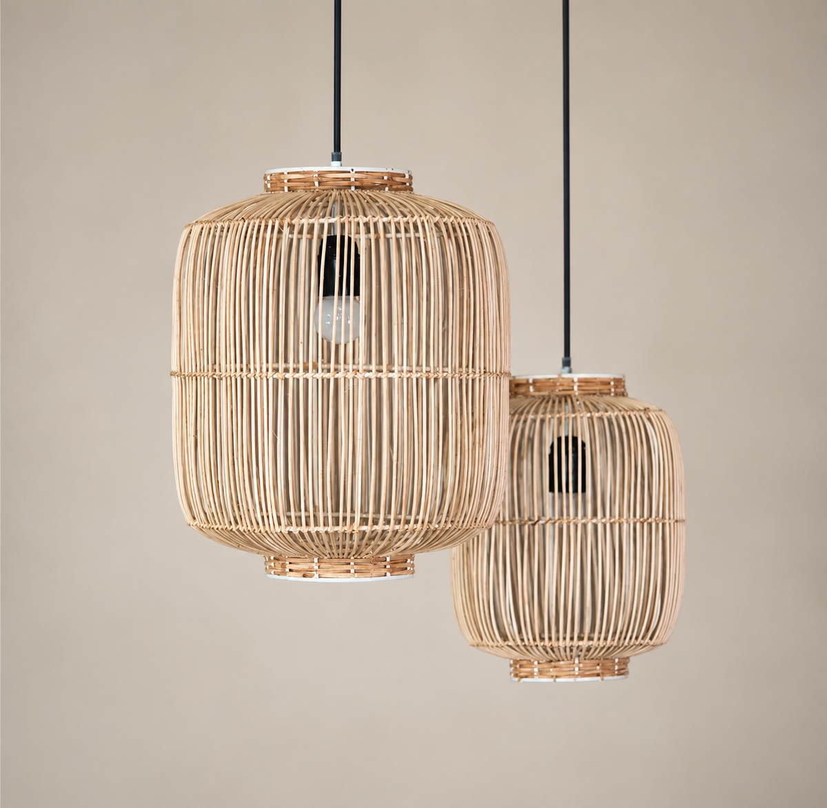Cage Set of 2 Pendant Lights — Canewoven