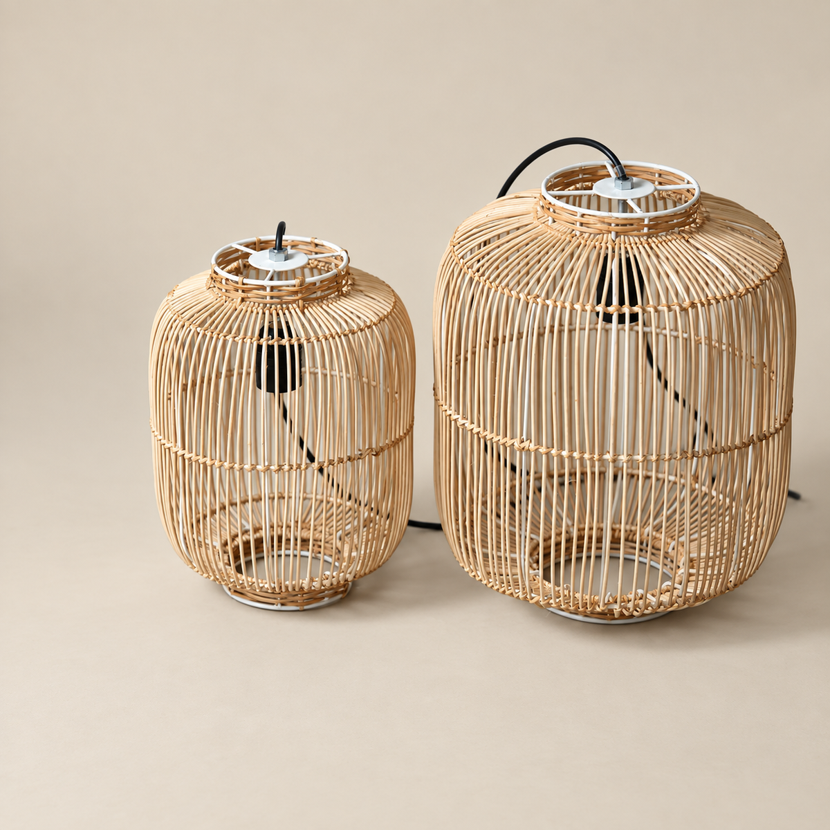 Cage Set of 2 Pendant Lights — Canewoven