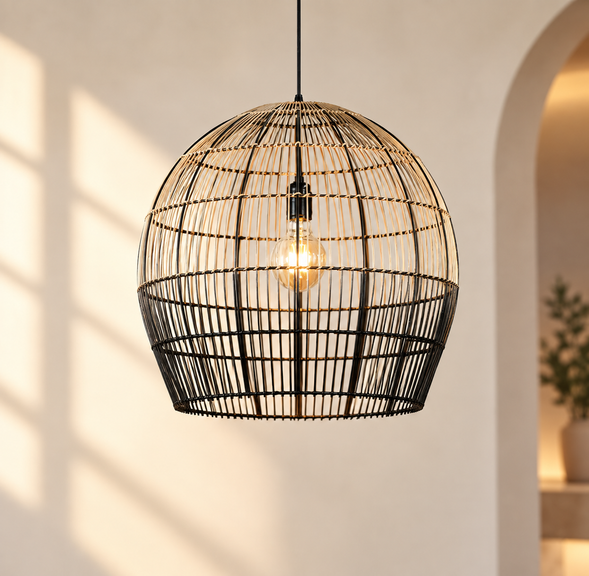 CageGlow Pendant Light — Canewoven