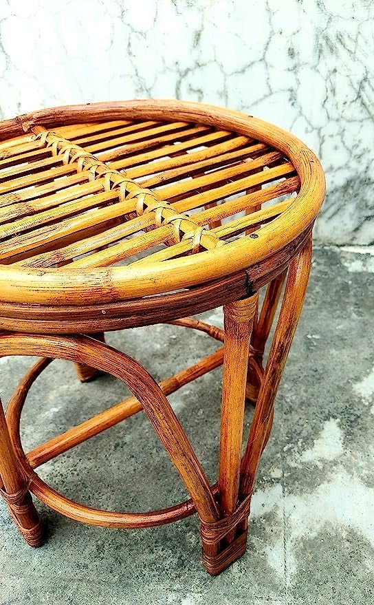 Cane & Bamboo Mudha Side Stool – Set of 2