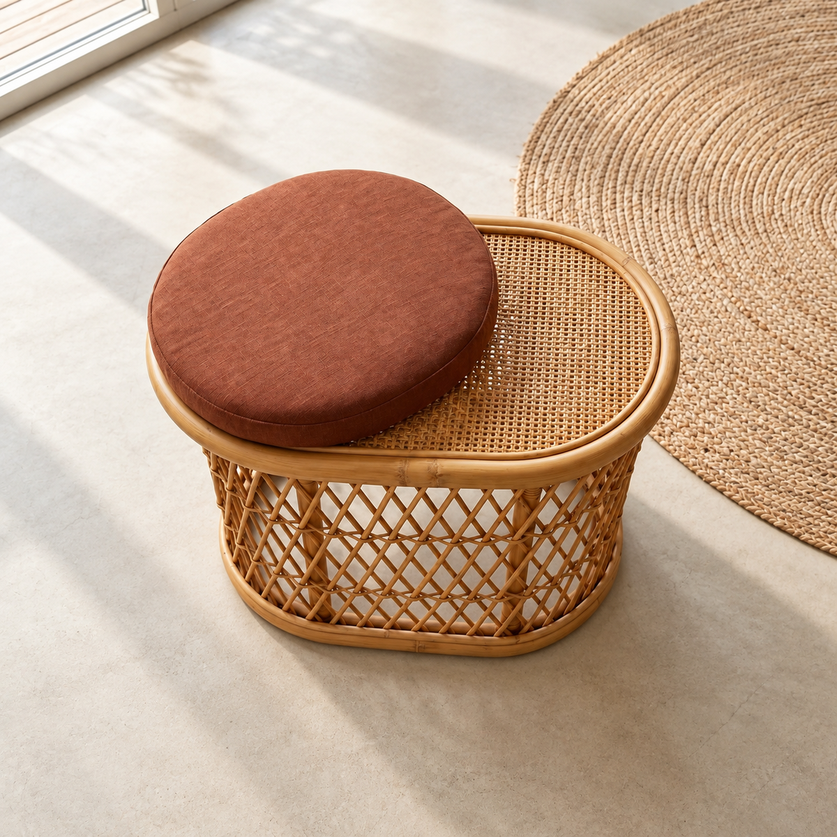 Bohemian Rattan Weave Stool