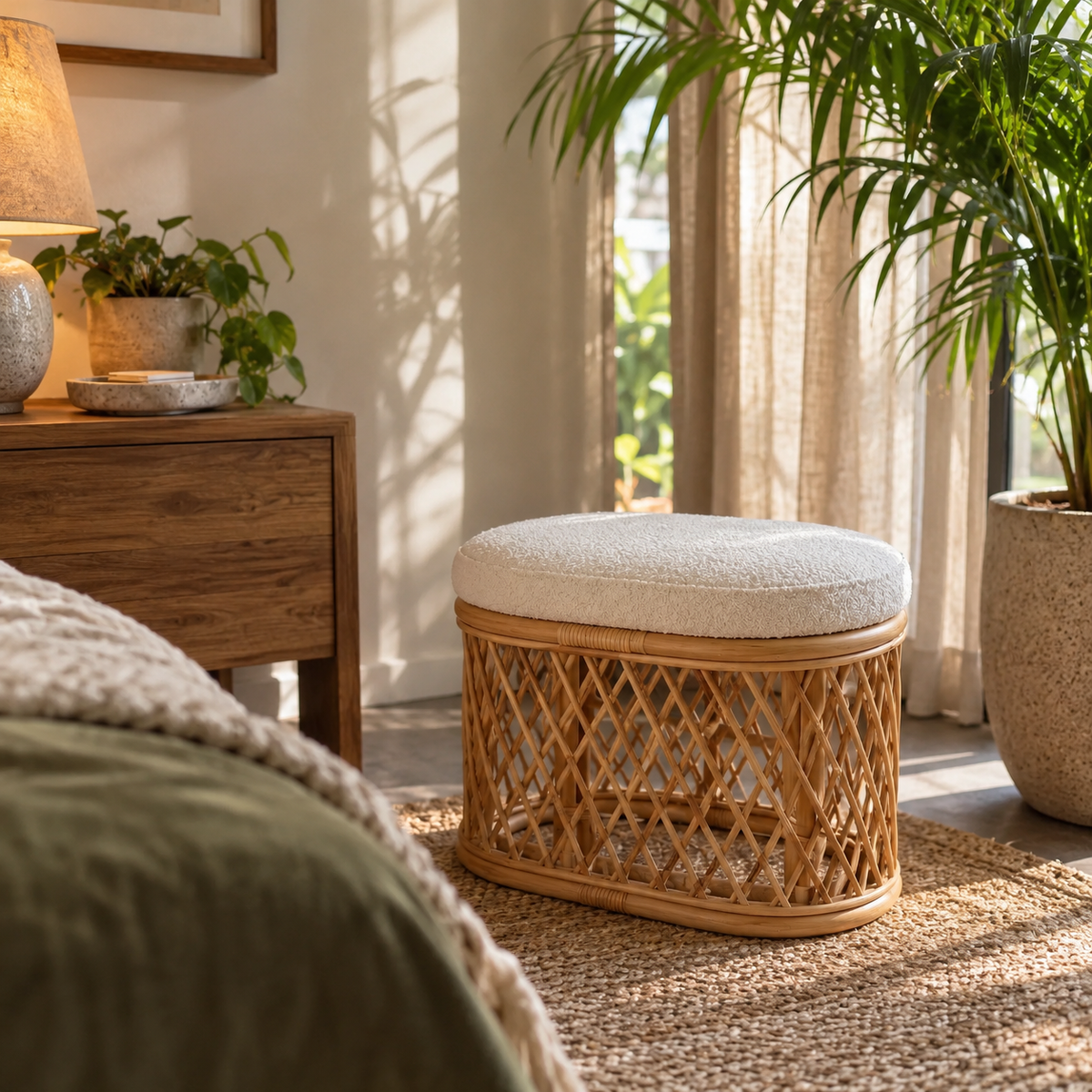 Bohemian Rattan Weave Stool
