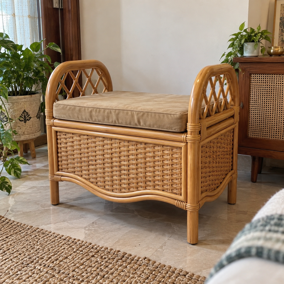 Cozy Cove Rattan Stool