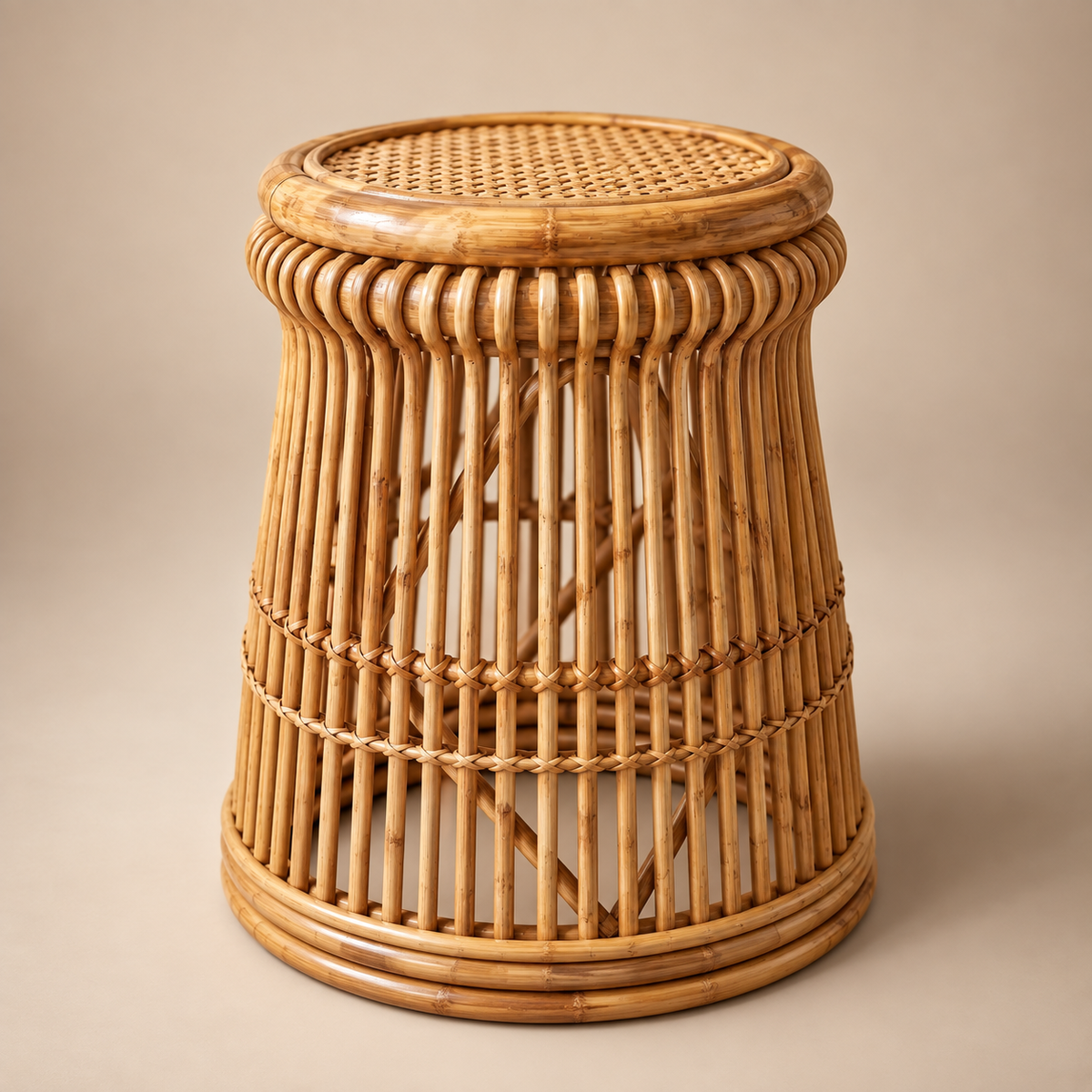 Cylindrical Rattan Stool – Indoor & Outdoor