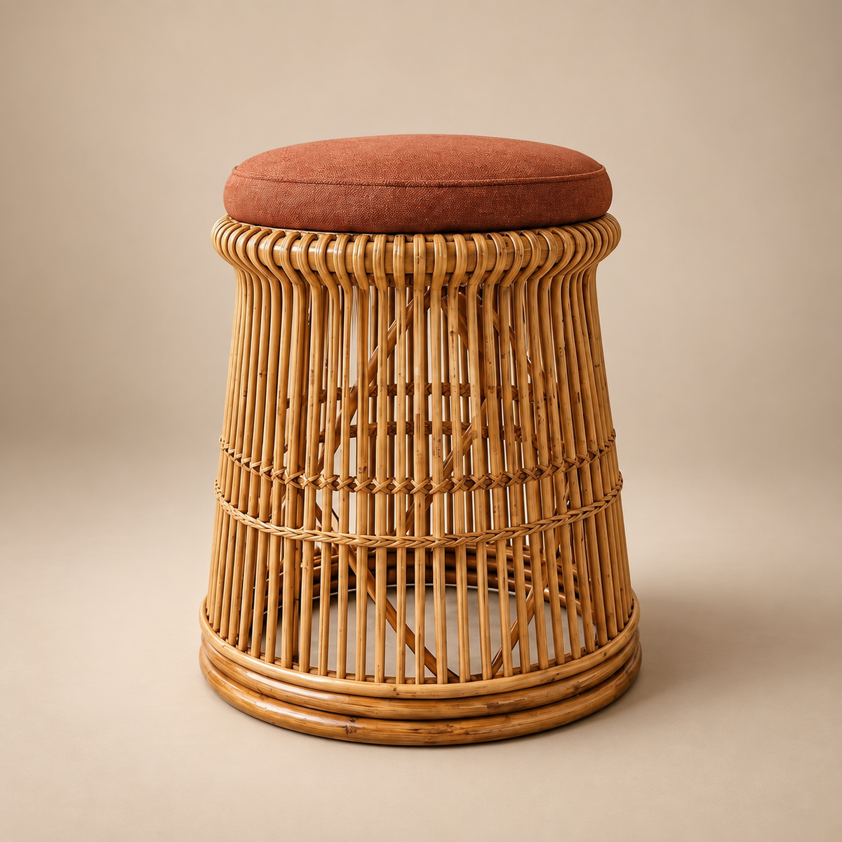 Cylindrical Rattan Stool – Indoor & Outdoor