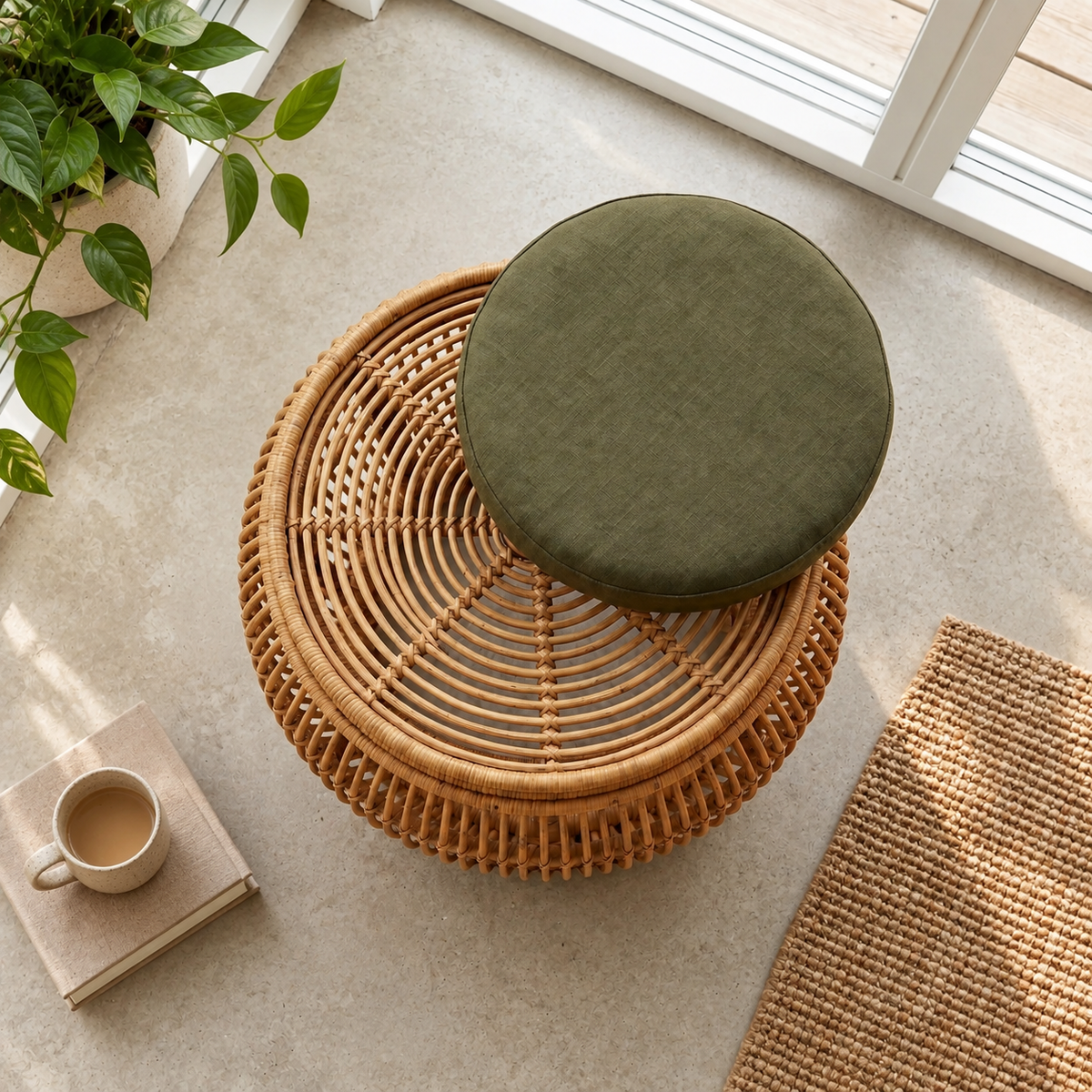 Round Rattan Weave Stool – Indoor & Outdoor