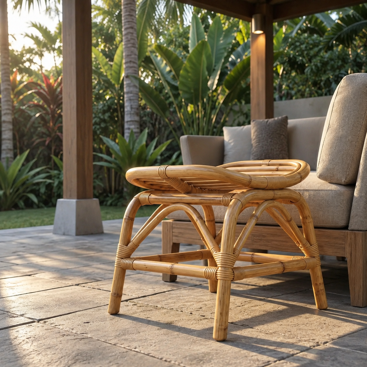 Serene Rattan Weave Stool