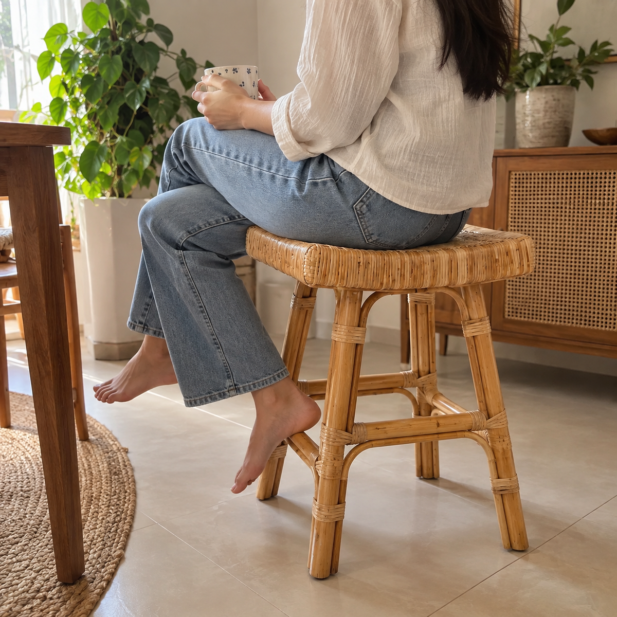 Willow Weave Cane Stool