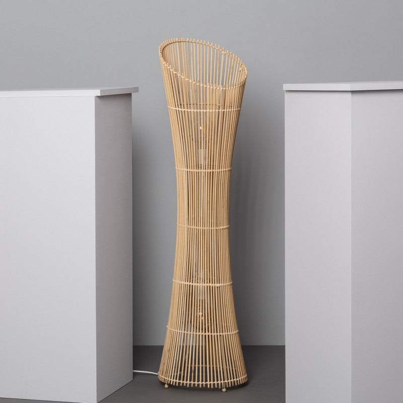 HandCrafted NatureNest Illume Floor Lamp | Decorative Rattan woven Floor Lamp | Boho Style Standing Lamp for Living Space | Eco-chic Rattan Lamp | Modern Rustic Lighting with Natural Finish | Dia(30*118 H cm)