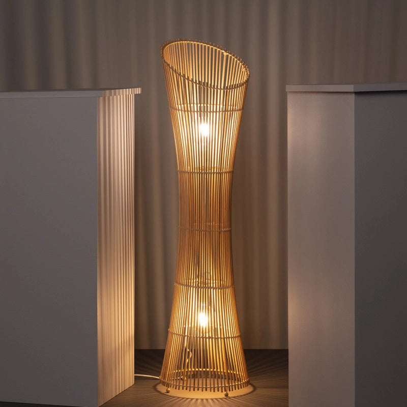 HandCrafted NatureNest Illume Floor Lamp | Decorative Rattan woven Floor Lamp | Boho Style Standing Lamp for Living Space | Eco-chic Rattan Lamp | Modern Rustic Lighting with Natural Finish | Dia(30*118 H cm)