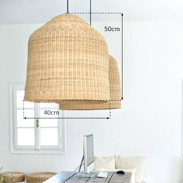 HandCrafted Evanna Rattan Hanging Lamp Shade | HandWoven wicker Rattan Pendant Lamp for Ceiling Décor | Modern Boho Style Hanging Lamp | Eco-Chic lightweight Pendant Lamp with Eco Finish | Dia(40*50 cm H)