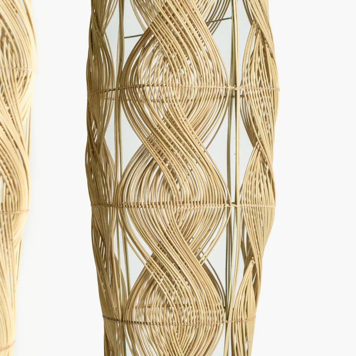 Handcrafted LushLattie Floor Lamp | Decorative Rattan Woven Floor | Modern Boho Style standing light for Living Space | Eco-Chic Rattan Lamp | Artisan Décor with Natural Finish | Dia (35*150 cm)