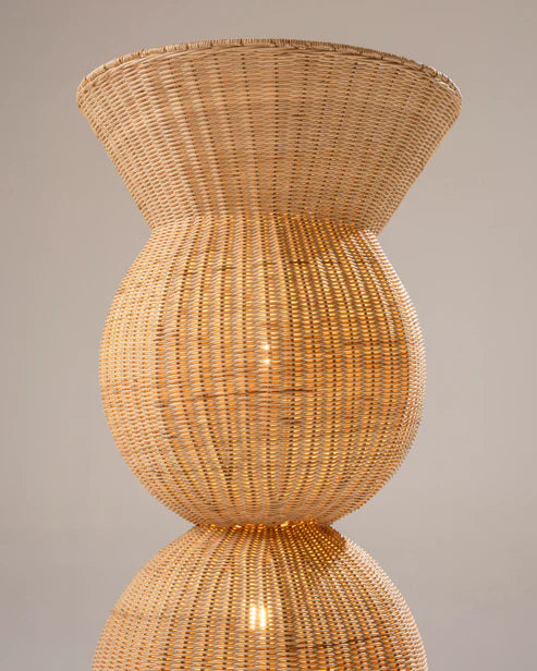 Handcrafted Cocoon LightCraft Floor Lamp | Decorative Rattan Woven Floor Lamp | Boho Style Standing Lamp for Living Space | Eco-Chic Rattan Lamp | Artisan Décor | Modern Rustic Home Décor with Natural Finish | Dia (55*122 cm)