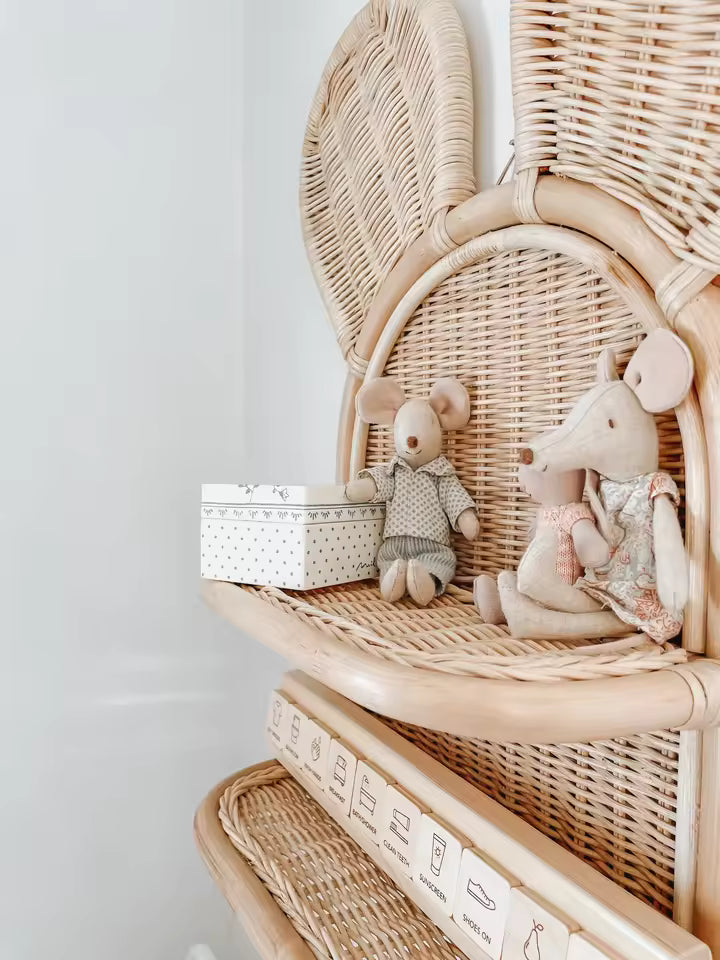 Bear-Shaped Rattan Wall Shelf