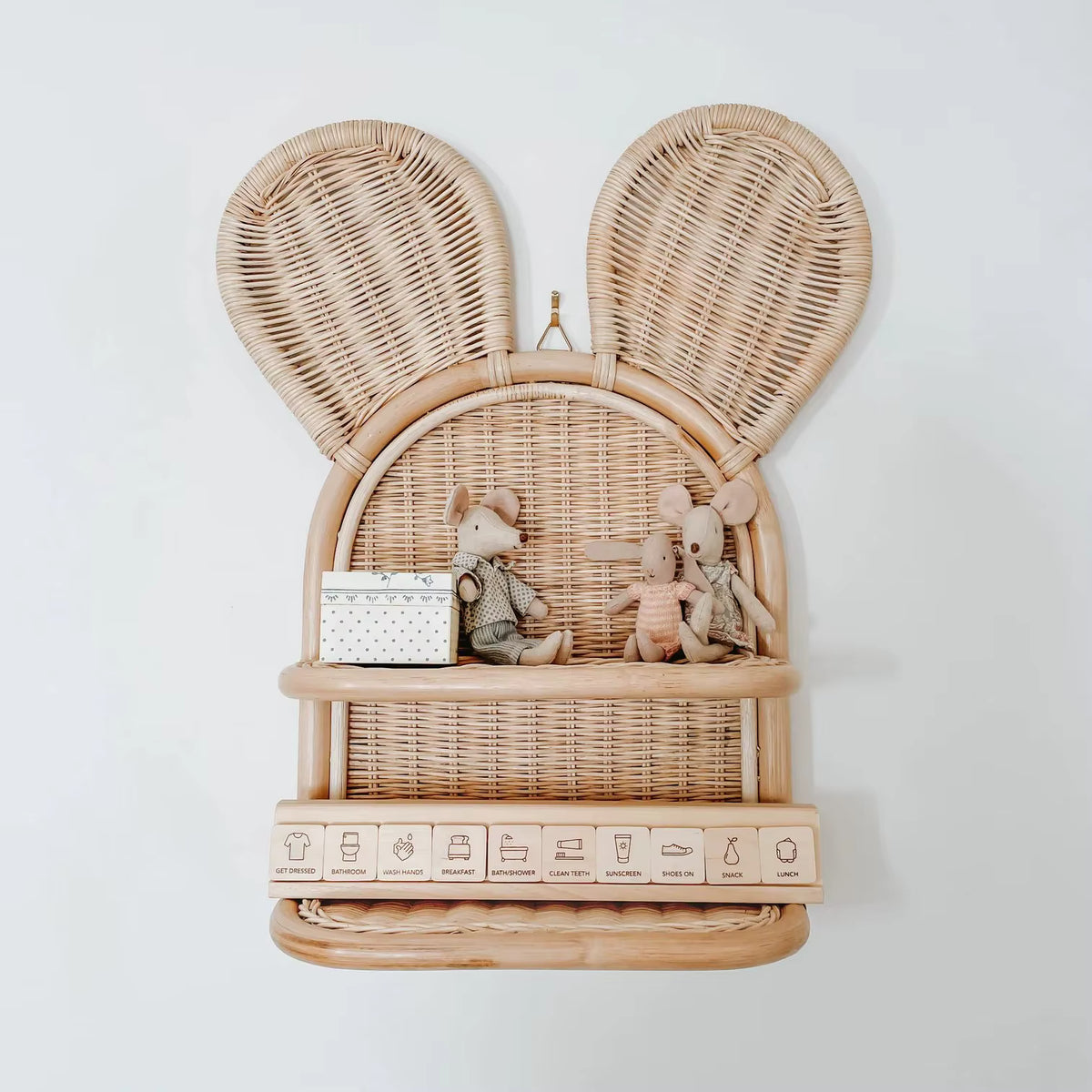 Bear-Shaped Rattan Wall Shelf