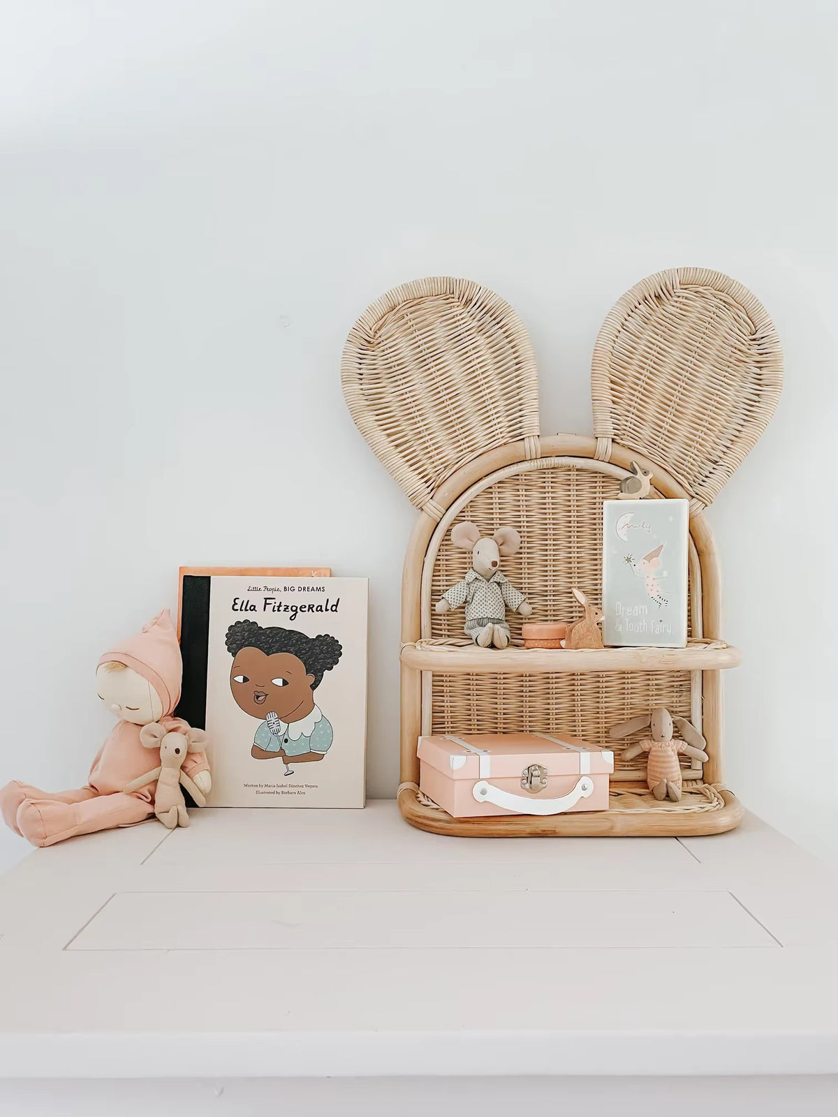 Bear-Shaped Rattan Wall Shelf