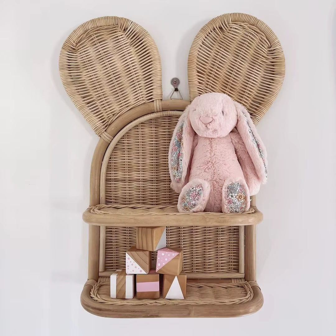 Bear-Shaped Rattan Wall Shelf