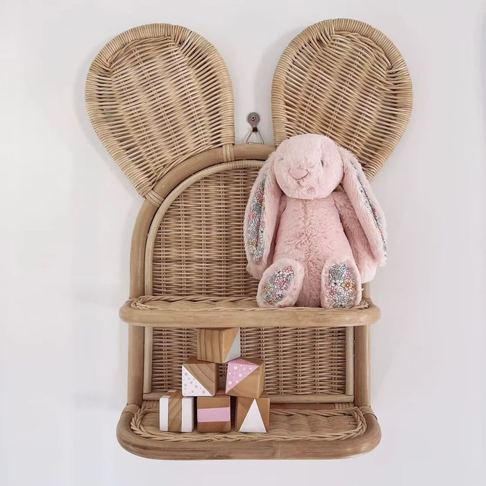 Bear-Shaped Rattan Wall Shelf
