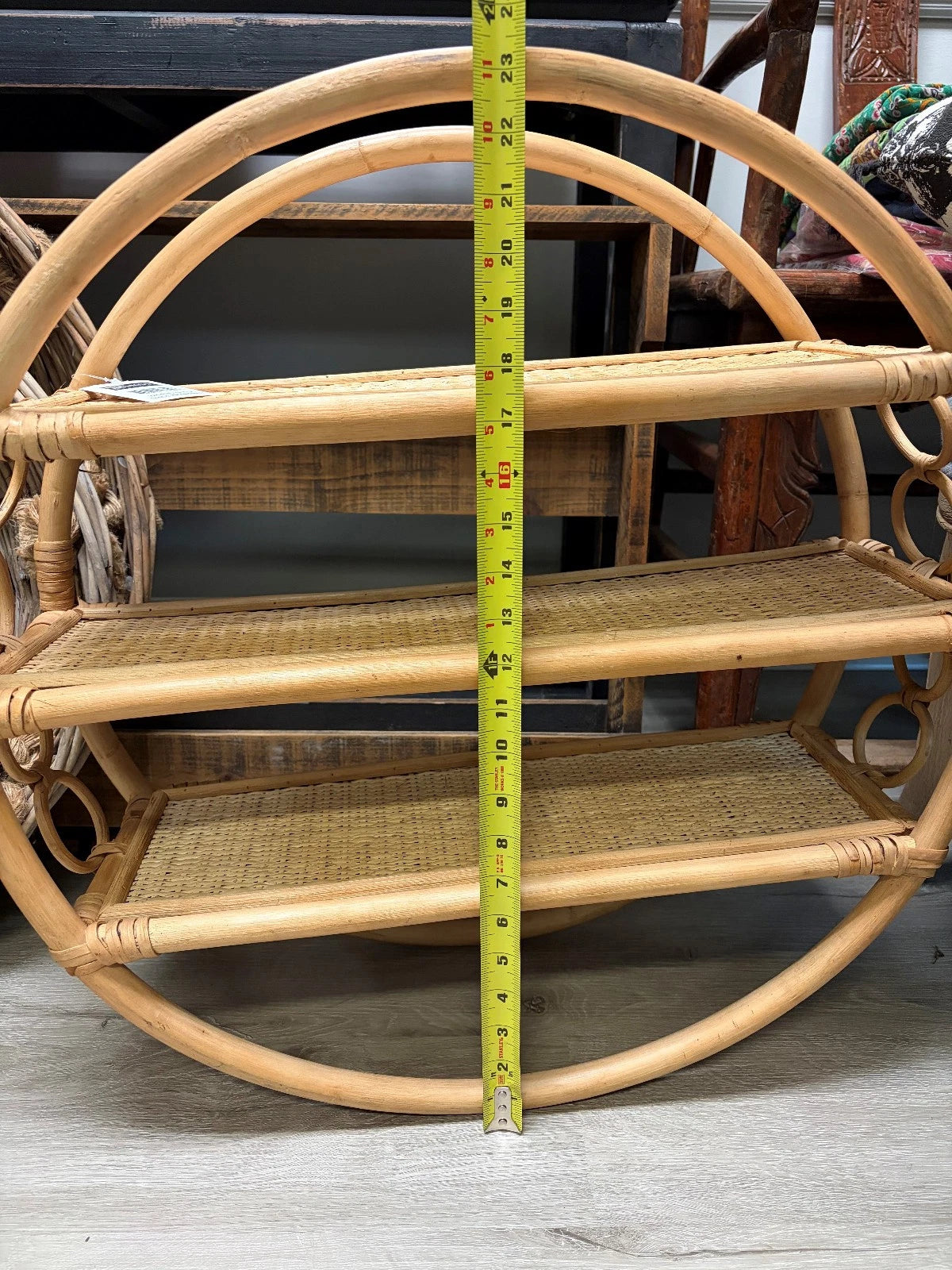 Round Rattan Wall Shelf – 23.5 in