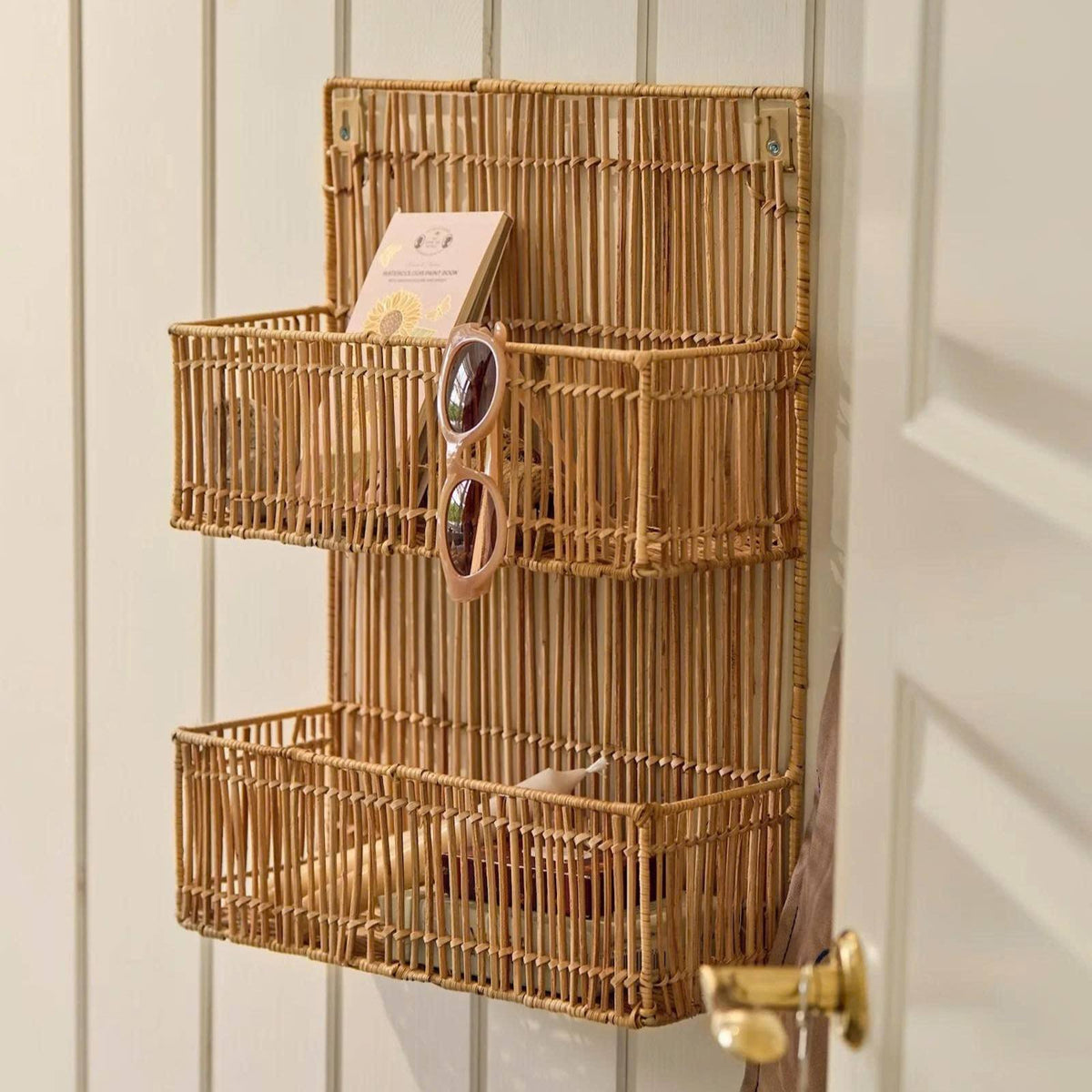 Handwoven Rattan Wall Shelf – Natural