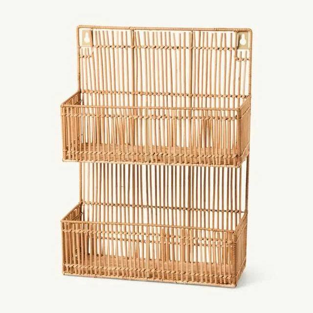 Handwoven Rattan Wall Shelf – Natural