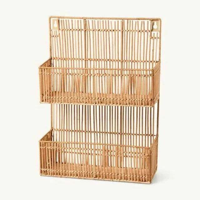 Handwoven Rattan Wall Shelf – Natural