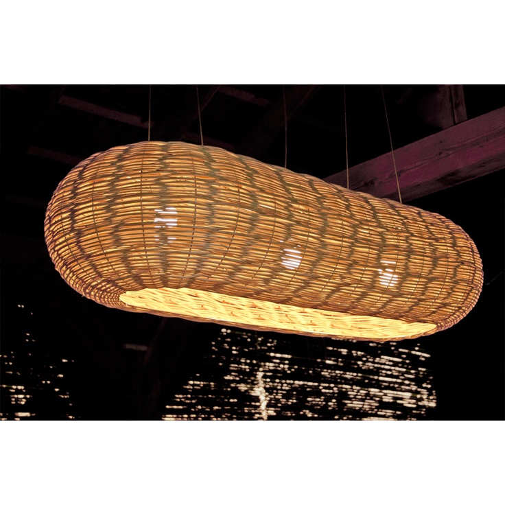 HandCrafted Legacy Pendant Lamp Shade | Handmade Wicker Rattan Shade Hanging Lamp | Decorative Boho Style Pendant Hanging Lamp for Ceiling Décor | Natural Finish model | Dia(120*45 cm H)