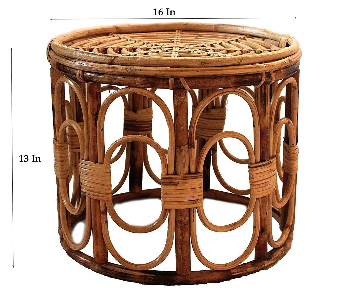 Handcrafted Cane Stool with Cushion