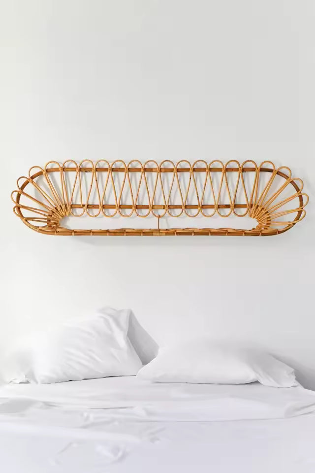 Handwoven Rattan Wall Display Shelf