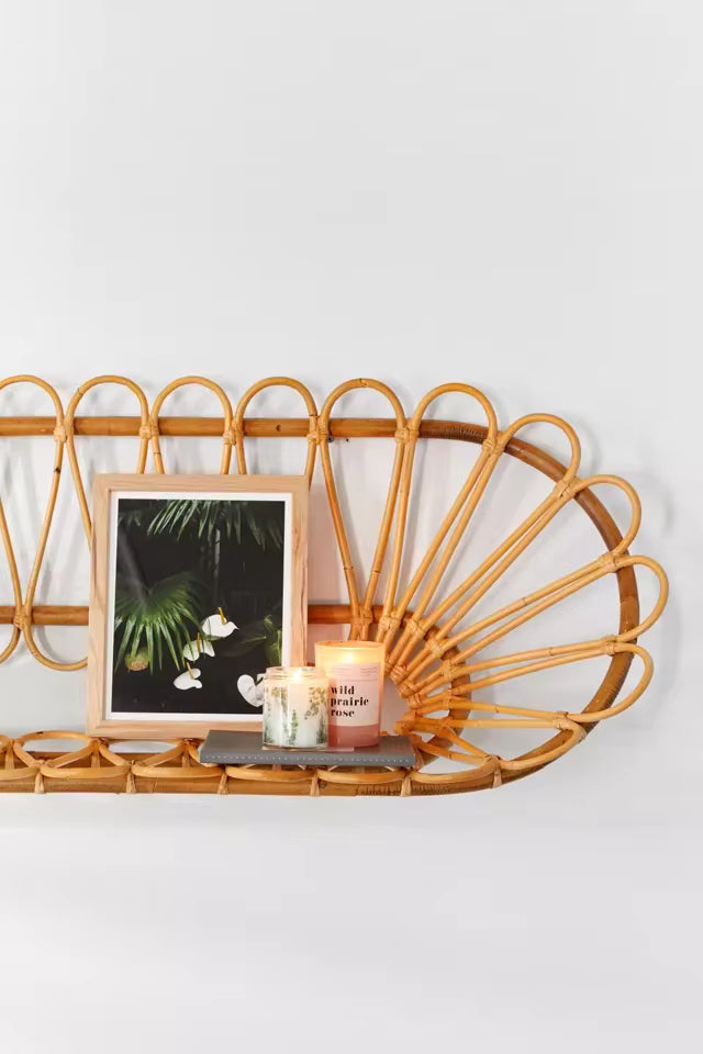 Handwoven Rattan Wall Display Shelf