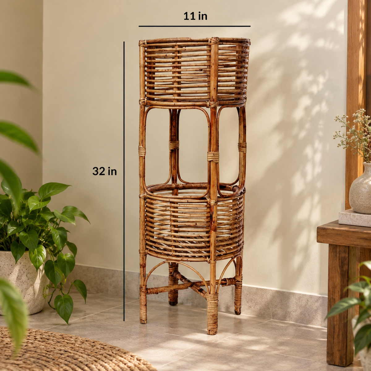 Bamboo Planter Stand for home garden, Balcony, Living, and office 32*11 Inch — Canewoven