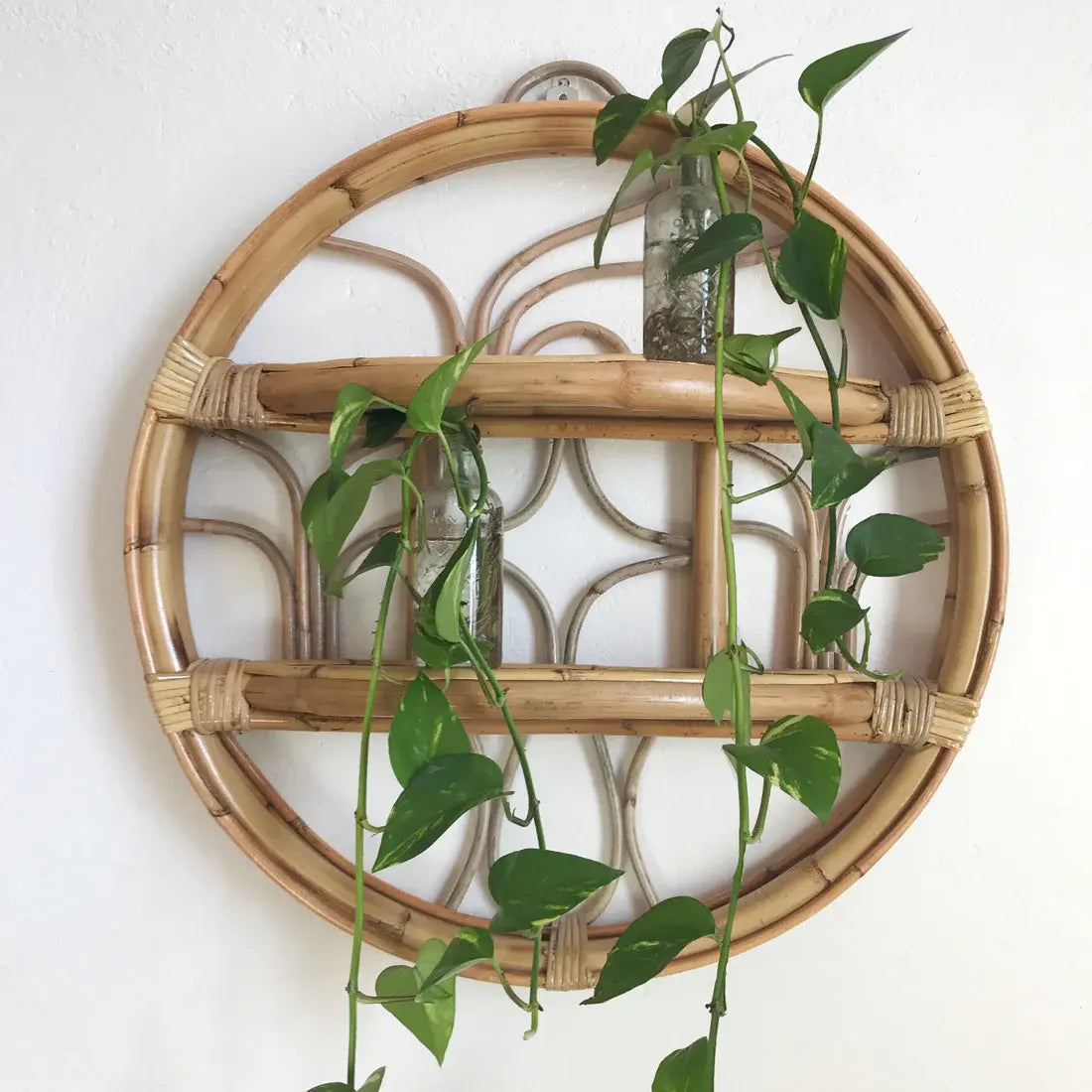Round Rattan Hanging Wall Shelf – 40 cm