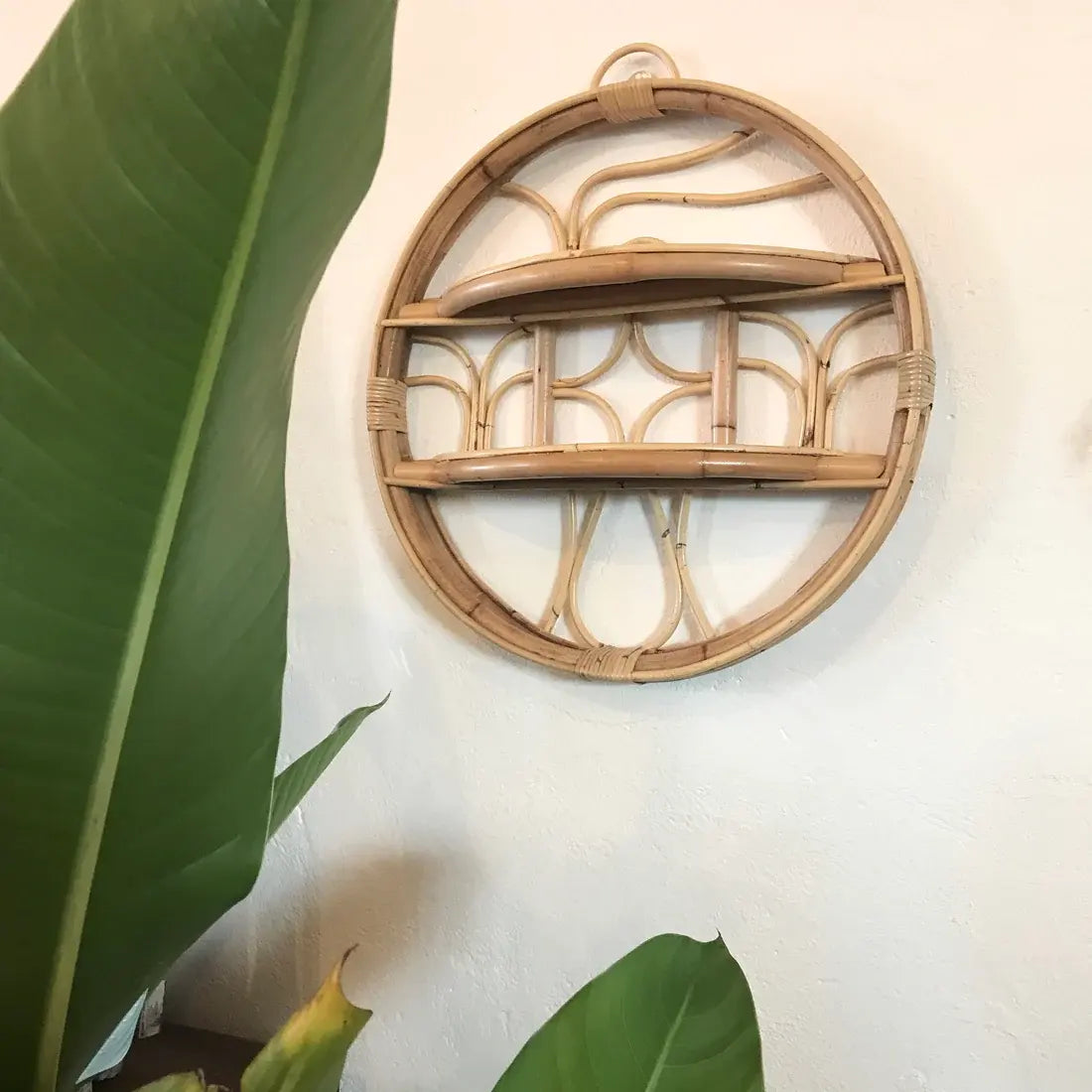 Round Rattan Hanging Wall Shelf – 40 cm
