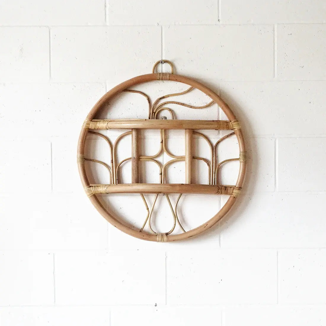 Round Rattan Hanging Wall Shelf – 40 cm