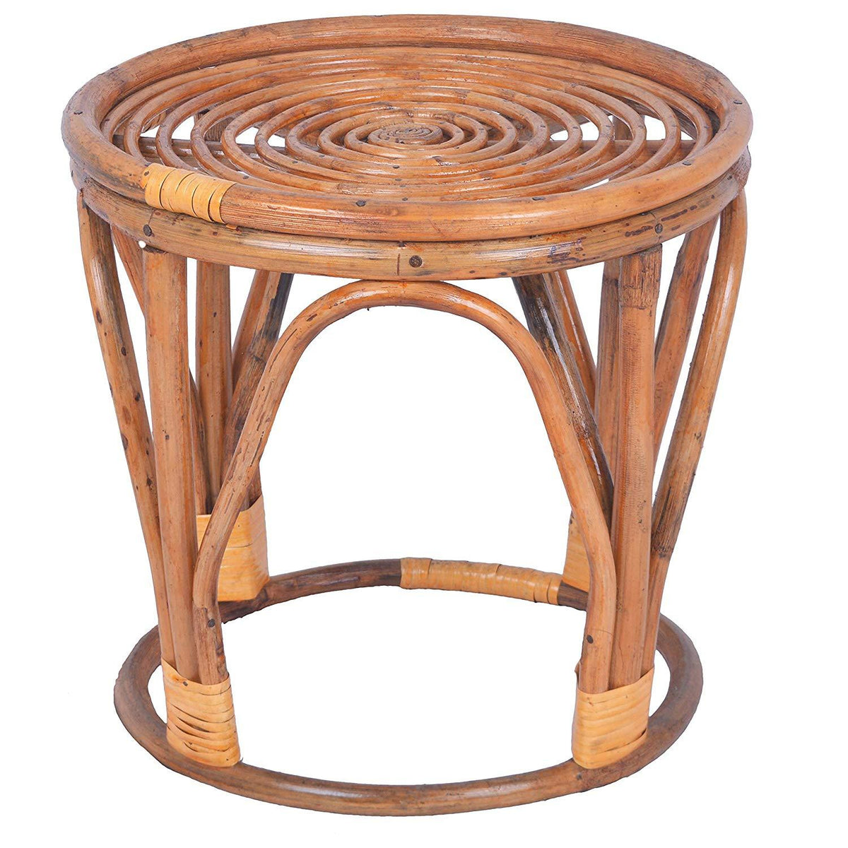 Round Cane Stool – Natural Brown