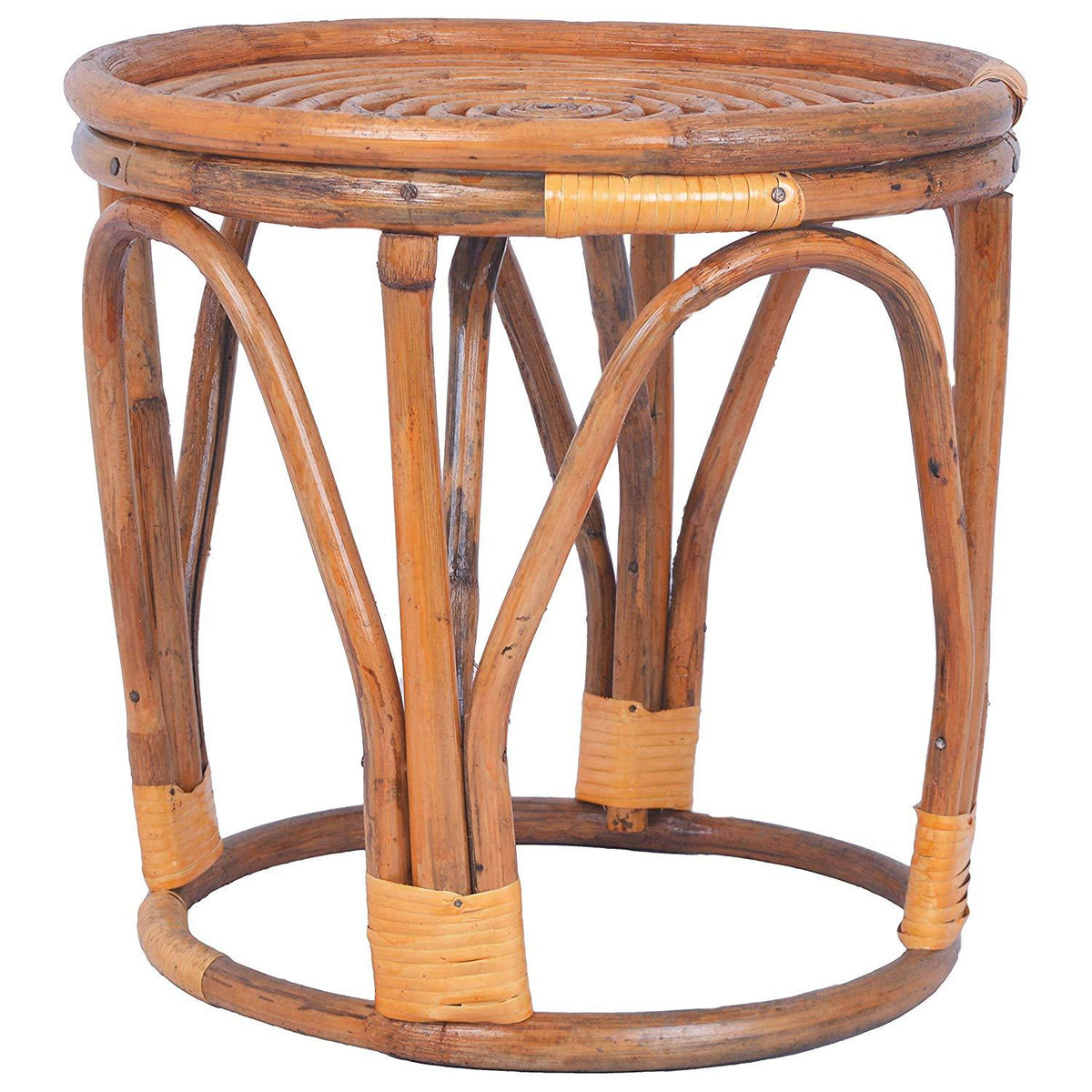 Round Cane Stool – Natural Brown