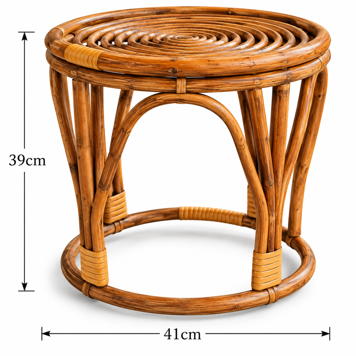 Round Cane Stool – Natural Brown