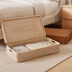 Handwoven Rattan Underbed Storage Basket